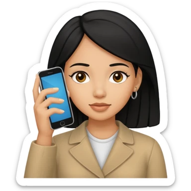 ligh skin black hair woman calling with her phone sticker