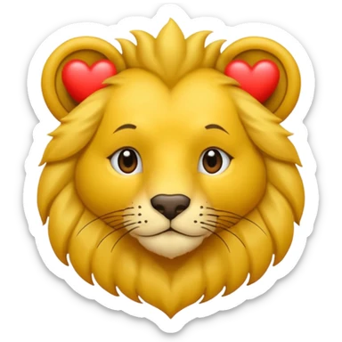León con corazones en el ojo sticker