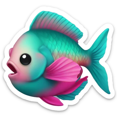 Teal and hot pink fish sticker