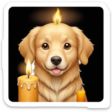 dog holding a lit aromatic candle in hand sticker