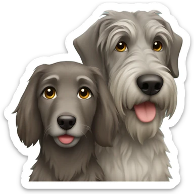 brown hair girl and Irish wolfhound dog  sticker