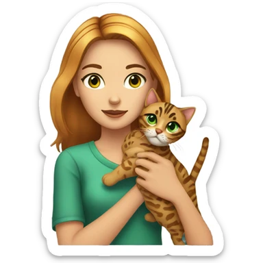 Girl with bengal cat sticker