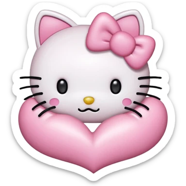 in love Hello Kitty emoticon, pink and white girly aesthetic, icon style sticker
