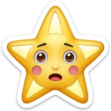 star character with shocked face glowing too bright sticker