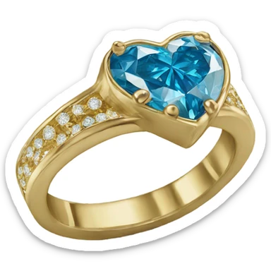 Blue Diamond heart gold ring sticker