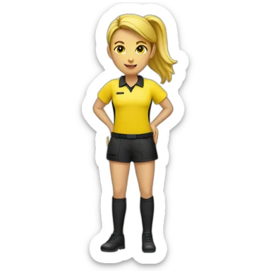 Female Fieldhockey referee yellow shirt with whistle sticker