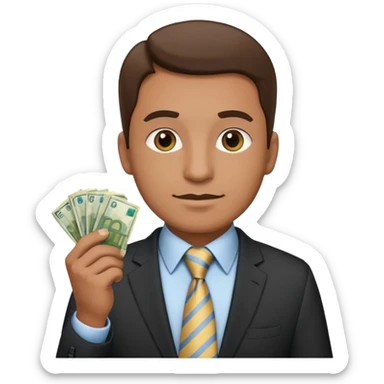 AN UNCLE with a tie in business clothes and with euro money
 sticker