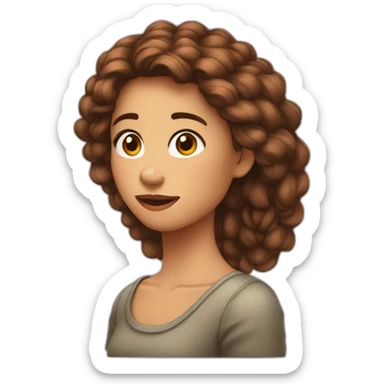 Fille marron aux cheveux frisée détachés sticker