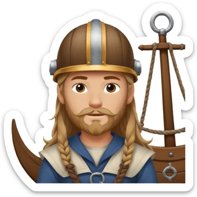 Young viking sailor on ship deck sticker