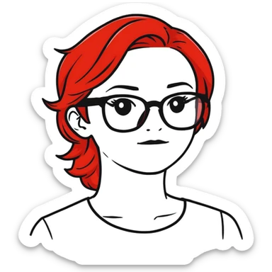 woman with glasses and fiery red hair sticker