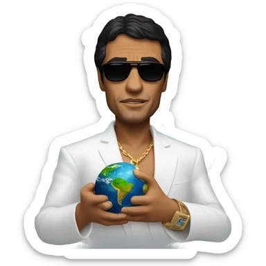 Tony Montana sunglasses the earth in his hands sticker