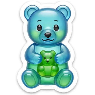 Traditional blue and green gummy bear sticker