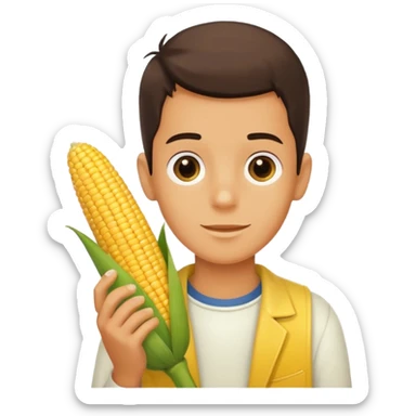 boy with corn onnhis hand sticker