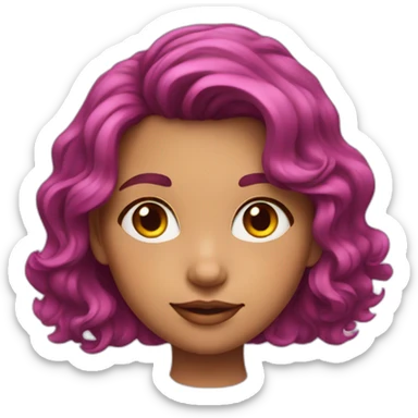 A young girl with dark pink medium length wavy hair sticker