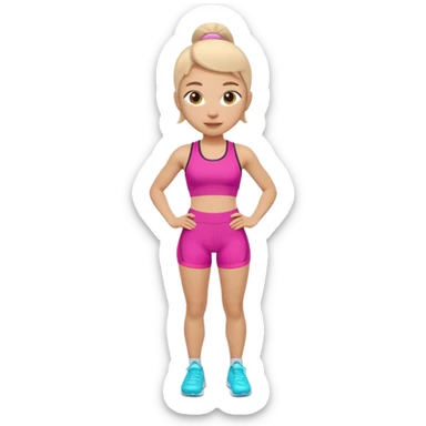 A 3D cartoon fit person showing a slim waistline, wearing sportswear, bright lighting, Memoji-style. sticker