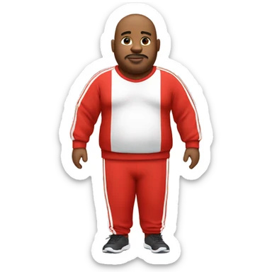 fat man in red sweatsuit with white stripe  sticker