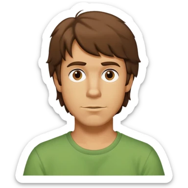 shaggy rogers brunette, brown eyes and green tshirt from scooby doo  sticker