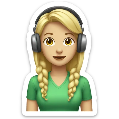 blonde girl with headphones sticker