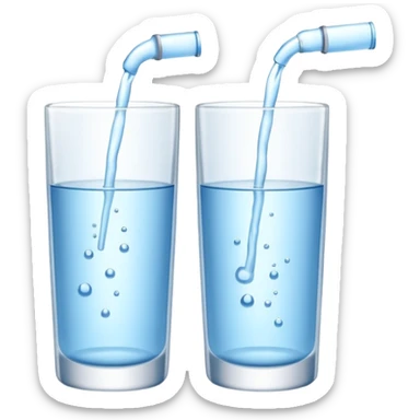 3D illustration of two glasses of water — cold ❄️ and hot 🔥. Particles dissolving faster in hot water, slower in cold. Minimalist, clean, bright, modern 3D icon style. sticker