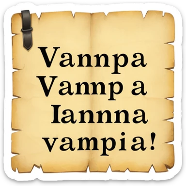 Text VAMPA written on old pergamin sticker