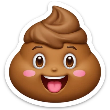 cartoon poop emoji with a cute face blowing a kiss, playful and lighthearted sticker