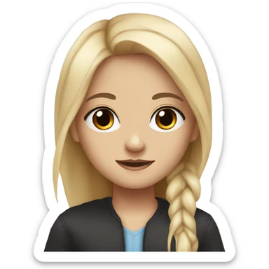 blonde girl blue eyes and black hair brown eyes boy cute love sticker