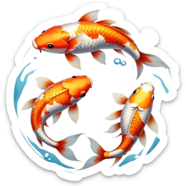 Two koi fish swimming Pisces symbol sticker