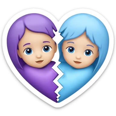 Make a heart with one half baby blue and the other baby purple  sticker