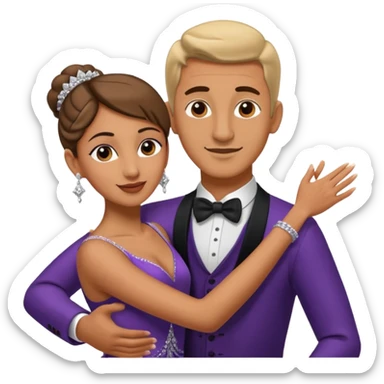 2 danseurs, une femme et un homme- la femme danse devant le mec, le mec est bcp plus grand qu'elle avec un gros nez- les bras de la femme sont autour du coup de l'homme  sticker