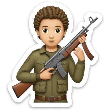 AK47 in hand, light skin male with shortest curly hair  sticker