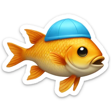 A fish with a swim cap sticker