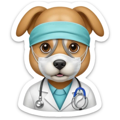 doctor dog Wearing Medical Mask sticker