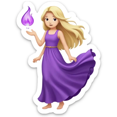 blonde long hair  girl with purple dress, farting  sticker