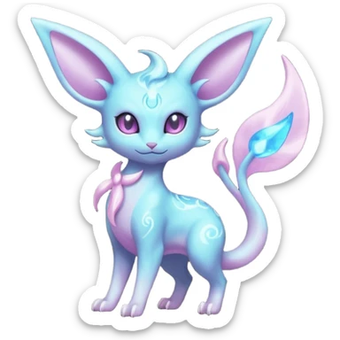 Shiny Sparkly Bioluminescent Glowing Espeon-Lumineon-Skitty-Amaura-Dragonair-Fakémon-hybrid-creature (full body)  sticker