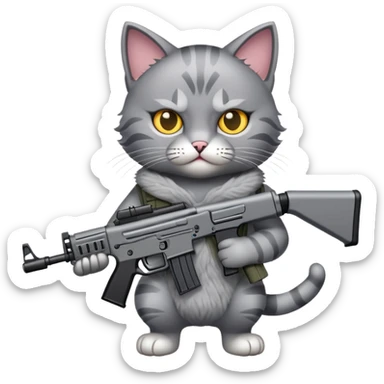 Cat with assault rifle  sticker