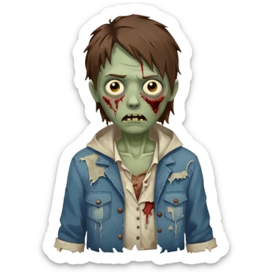 Zombie with lil bit curly medium brown hairi sticker