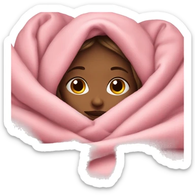 Cozy girl in pink blankets  sticker