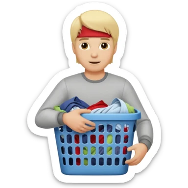 Blonde white Guy holding laundry basket  sticker