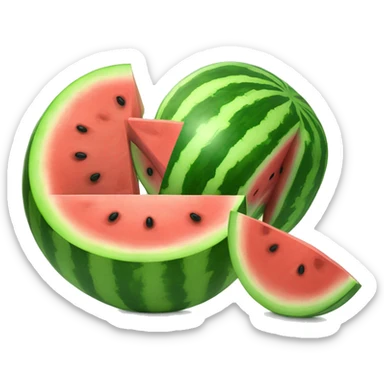 An emoji of three watermelon slices: one large slice, one medium slice, and one small slice, arranged together to showcase their different sizes sticker