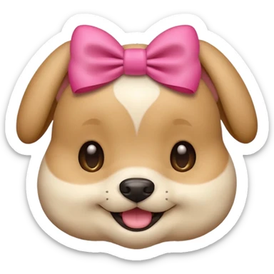 This puppy HEAD 🐶 with a pink bow, please in apple ios emoji stylem sticker