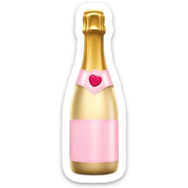 A champagne bottle with a light pink label sticker