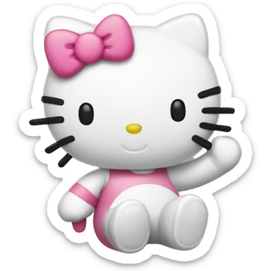 hello kitty doing a peace sign sticker