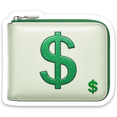 glitter white wallet green symbol $ sticker