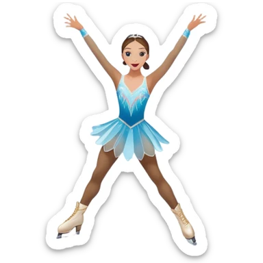 An icon of a theatrical ice show with close-up costumed figure skater performing a dramatic scene on a glowing ice stage. Spotlights, colorful scenery, and a cheering audience in a grand arena convey the magic and artistry of the ice performance. Transparent background included. sticker