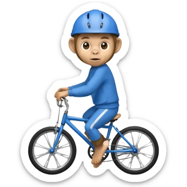 monkey wearing blue bicycle helmet, sweatshirt sticker