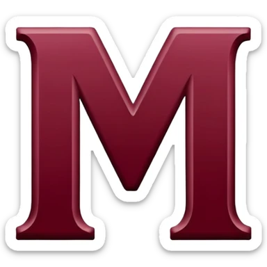 Letter M in maroon color sticker