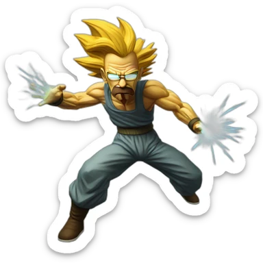 Walter white Super saiyan does a Kamehameha attack sticker