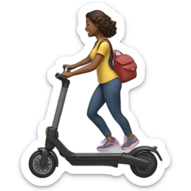 women kicking electric scooter sticker