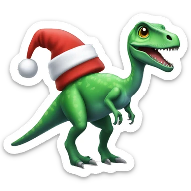 Troodon dinosaur in a Santa hat sticker