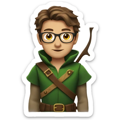 Robin Hood with brown hair an glasses sticker